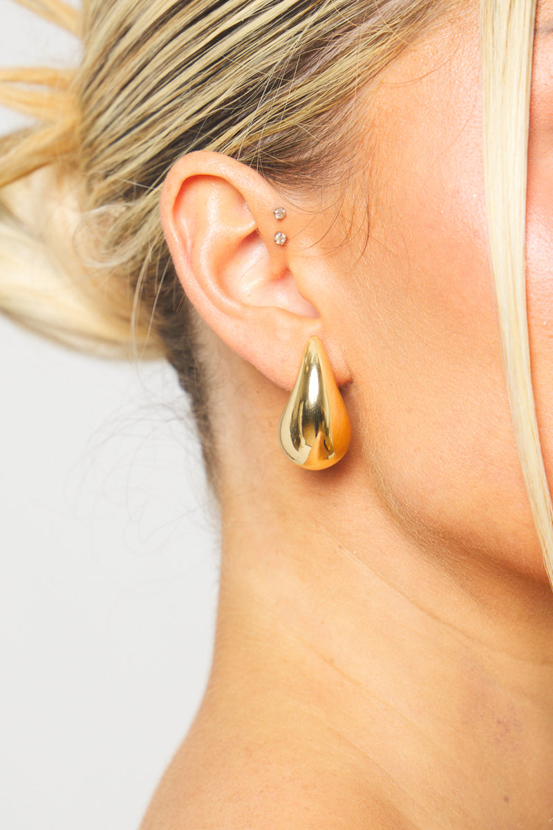 Gold Chunky Teardrop Earrings TEST 03